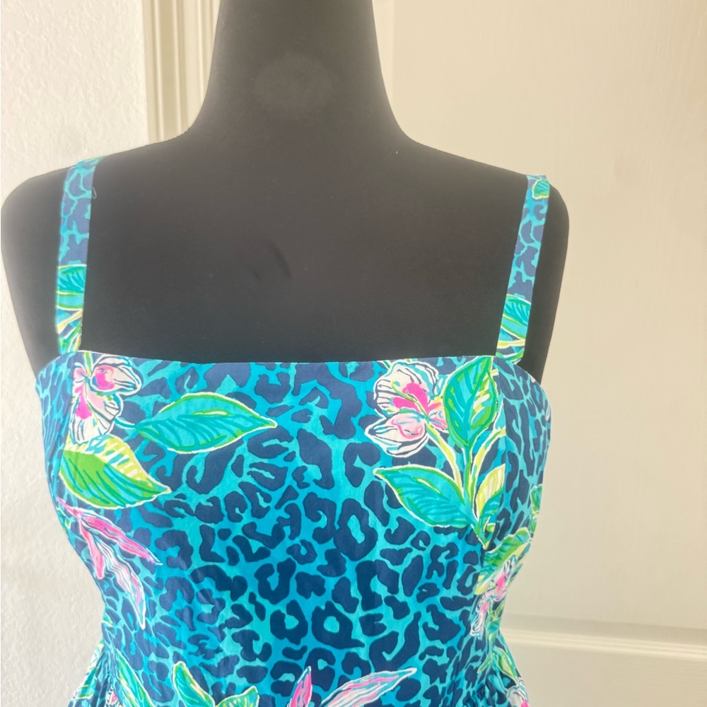 🦄Lilly Pulitzer Sz 12 Allison Dress Formentera Cheetah Turquoise Hot on the Spot - Picture 3 of 13